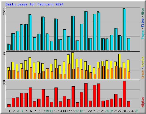 Daily usage for February 2024