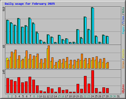 Daily usage for February 2025
